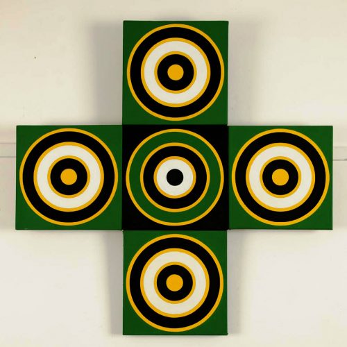 'Green Cross' 1964 Oil on 5 Canvases. 958 x 959 cm by Brian Rice