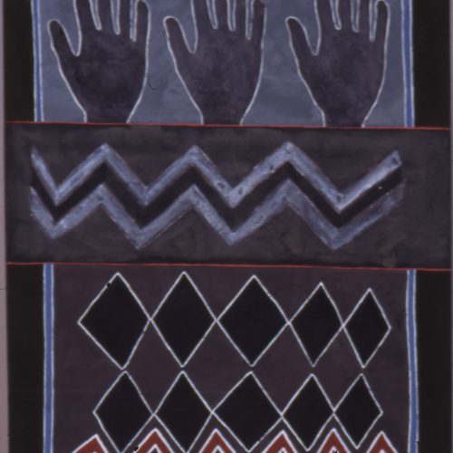 Three Hands 1990 Gouache on paper 68x57cm by Brian Rice